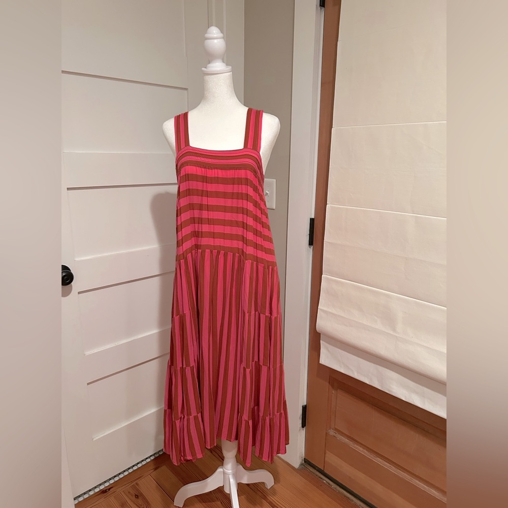 Natalie Martin Jasmine Striped Pink & Brown  Dress
